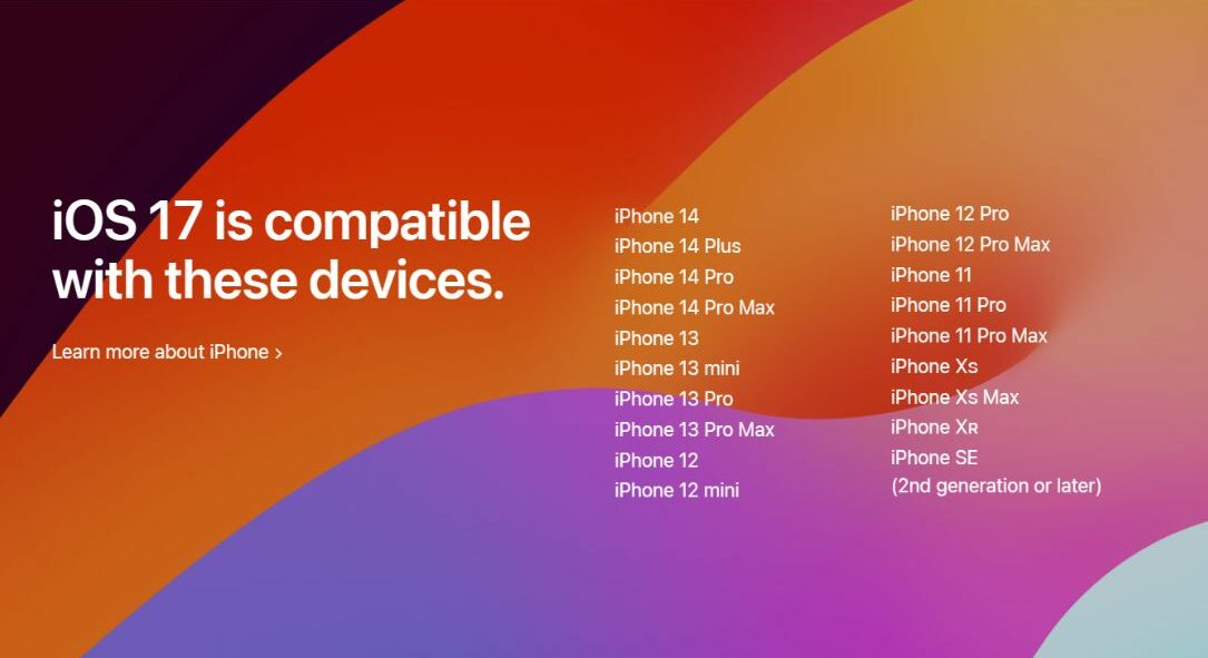 قائمة جوالات ايفون التي تدعم iOS 17 1