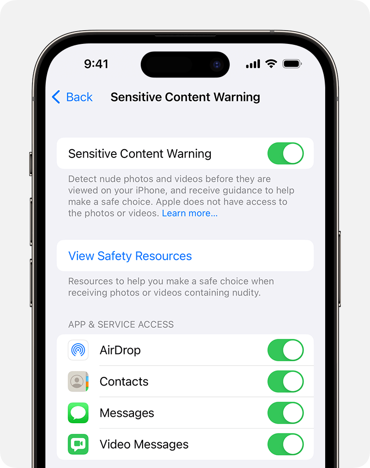 تحذير المحتوى الحساس - Apple sensitive content warning