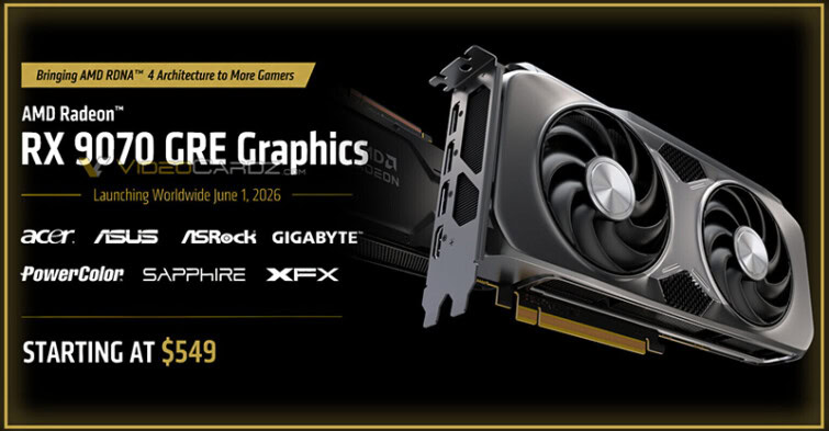 AMD تُطلق بطاقة Radeon RX 9070 GRE بسعر 549 دولار أمريكي
